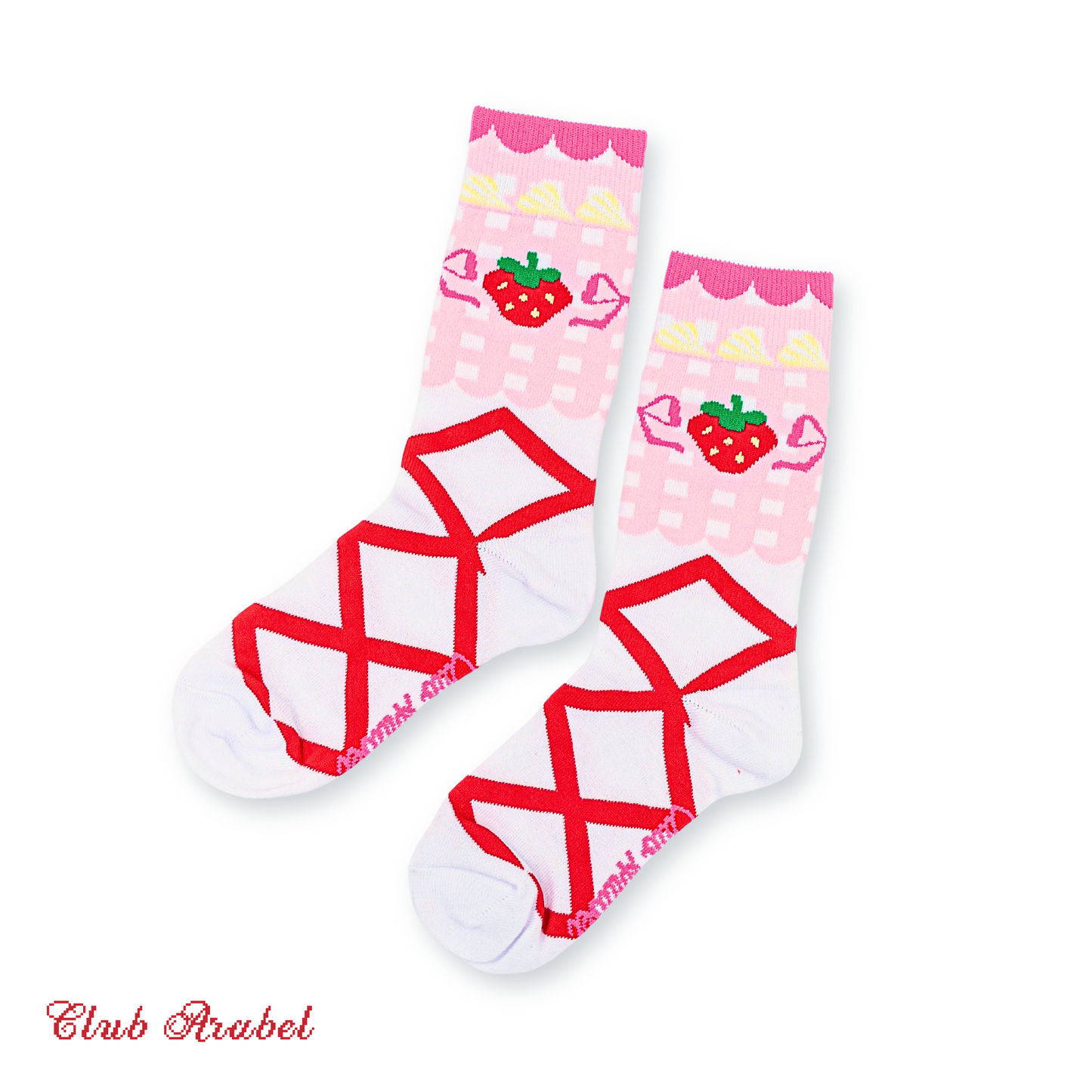 Strawberry Ribbon Knit Socks