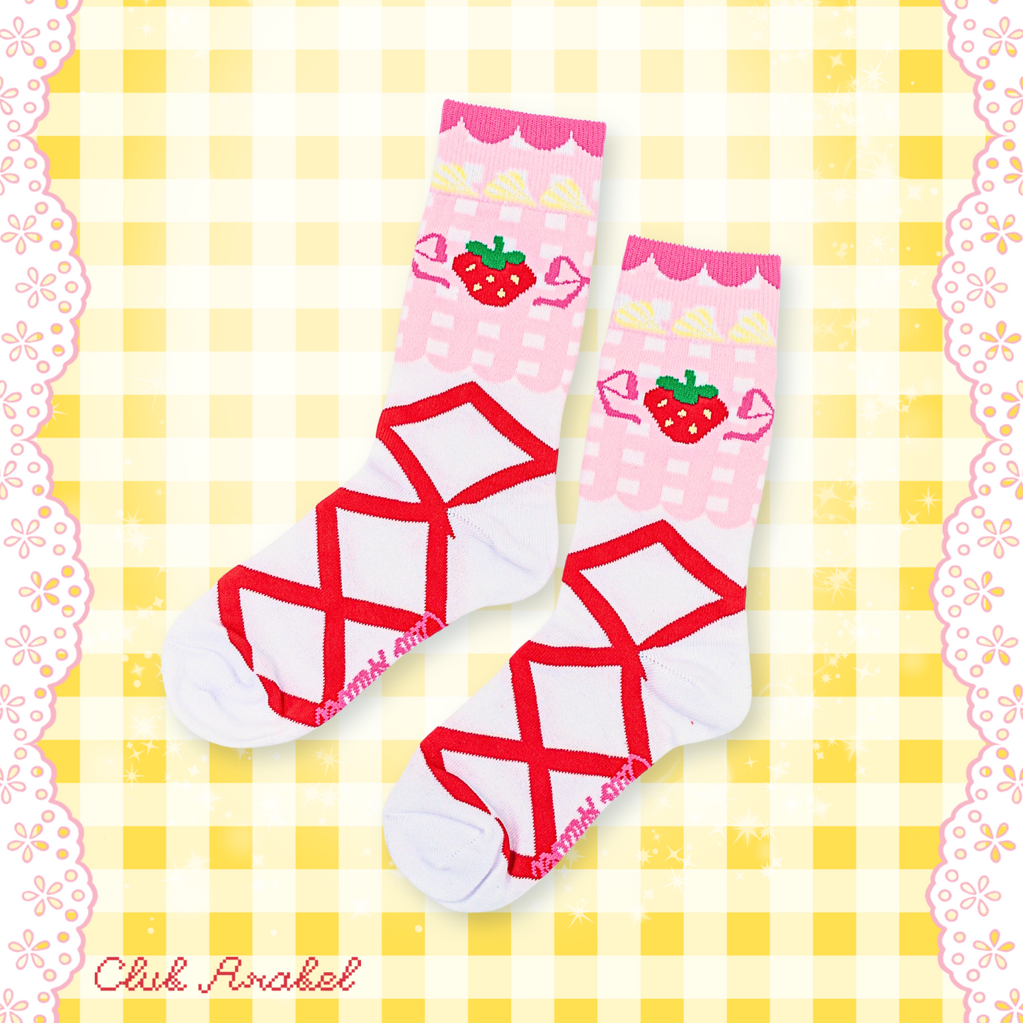 Strawberry Ribbon Knit Socks