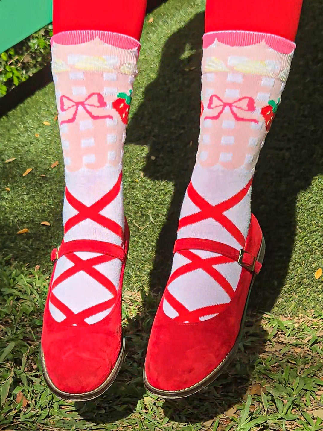 Strawberry Ribbon Knit Socks